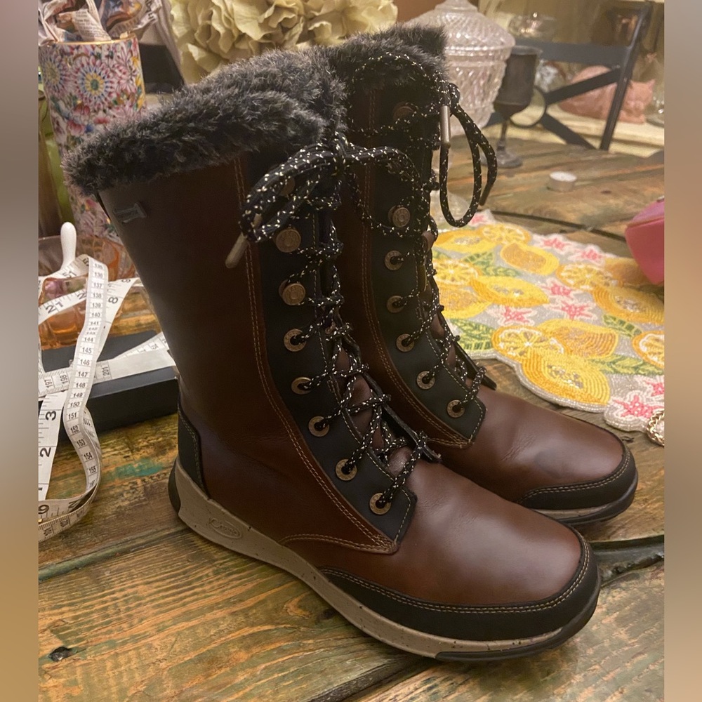 Chaco Borealis Tall Waterproof Boot - Women's Brown Leather Lace Up - Picture 11 of 14